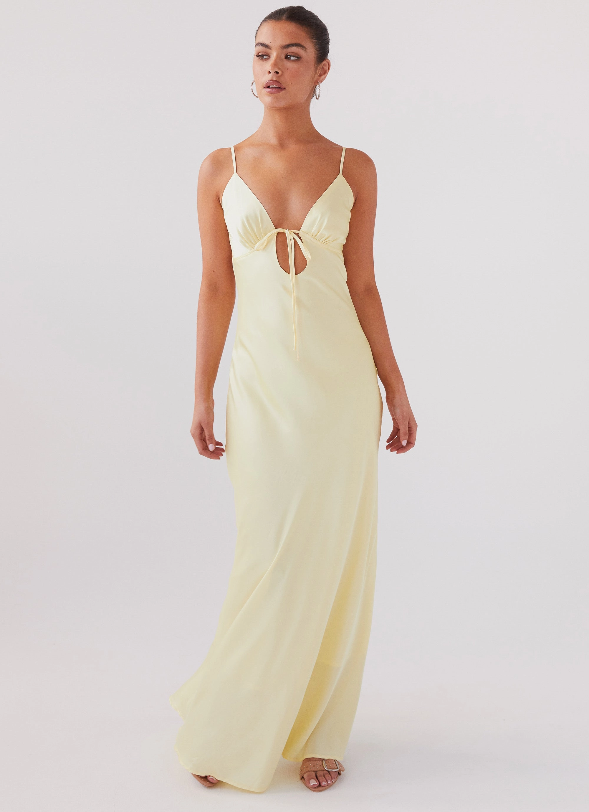 Flora Satin Maxi Dress - Lemon Relaxed fit wear