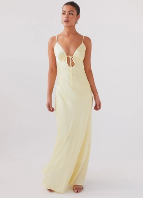 Flora Satin Maxi Dress - Lemon Relaxed fit wear