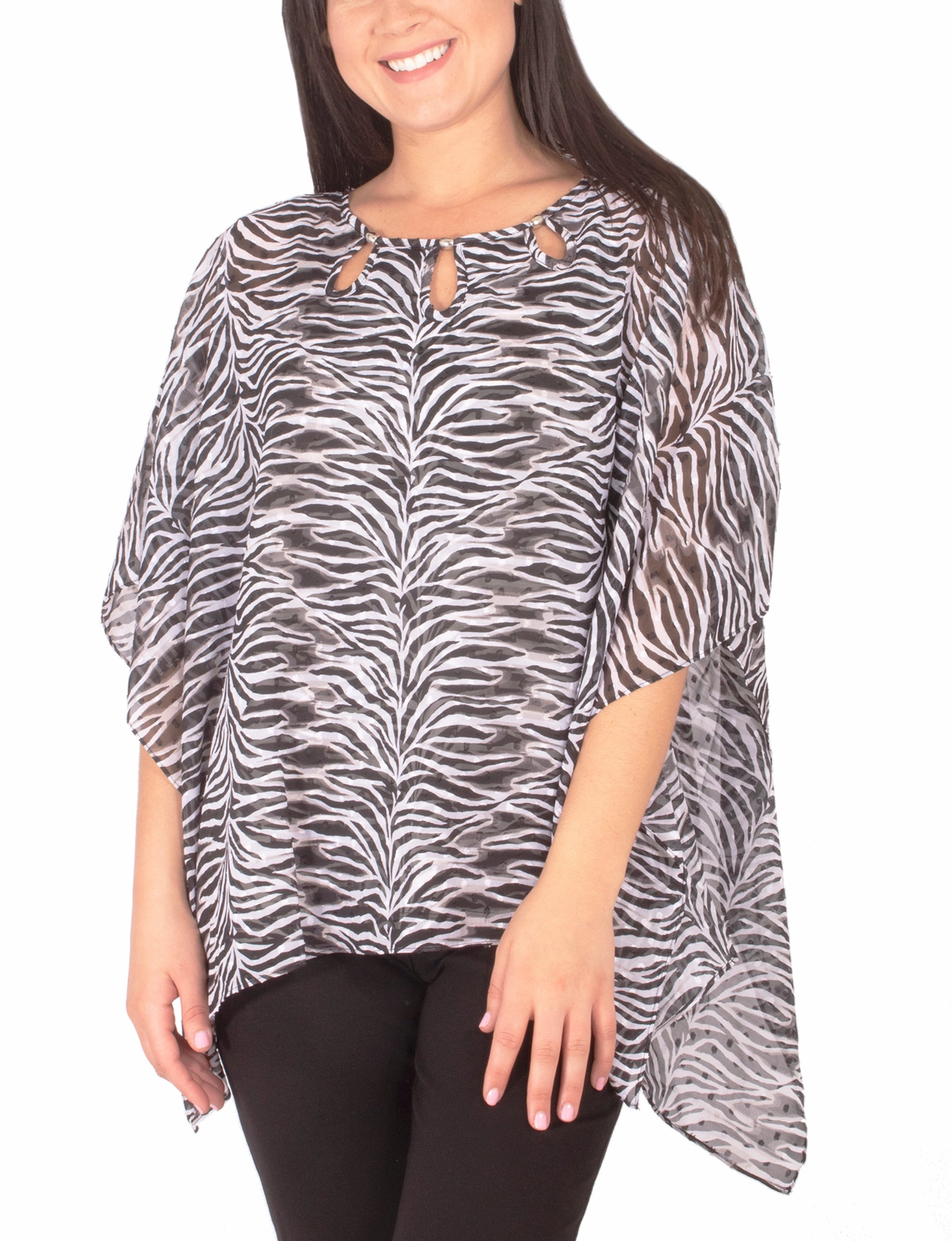 Chiffon Poncho And Tank With Beaded Neckline EcoFriendly Manufacturing Compression Fit