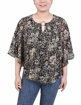 Chiffon Poncho Top With Ring SlimFit