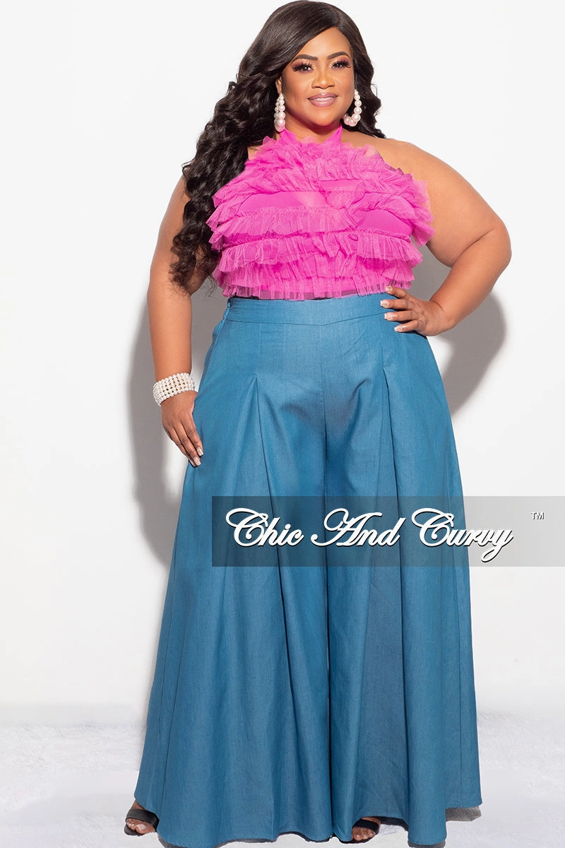 Final Sale Plus Size Wide Leg Pants in Light Denim Everyday Must-have