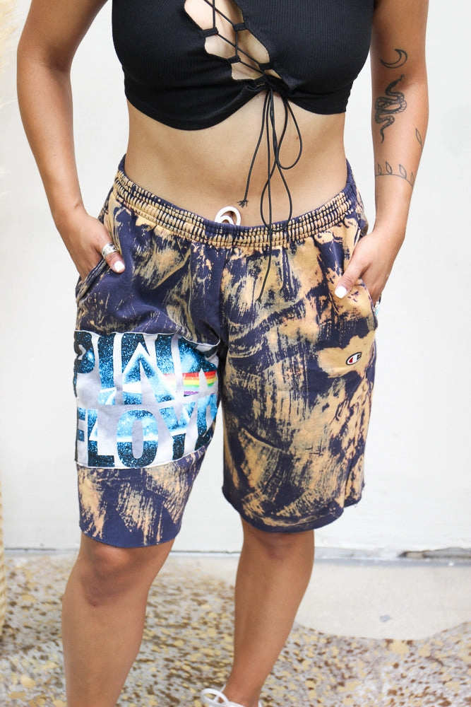 Pink Floyd Acid Wash Sweat Shorts Cozy Chic