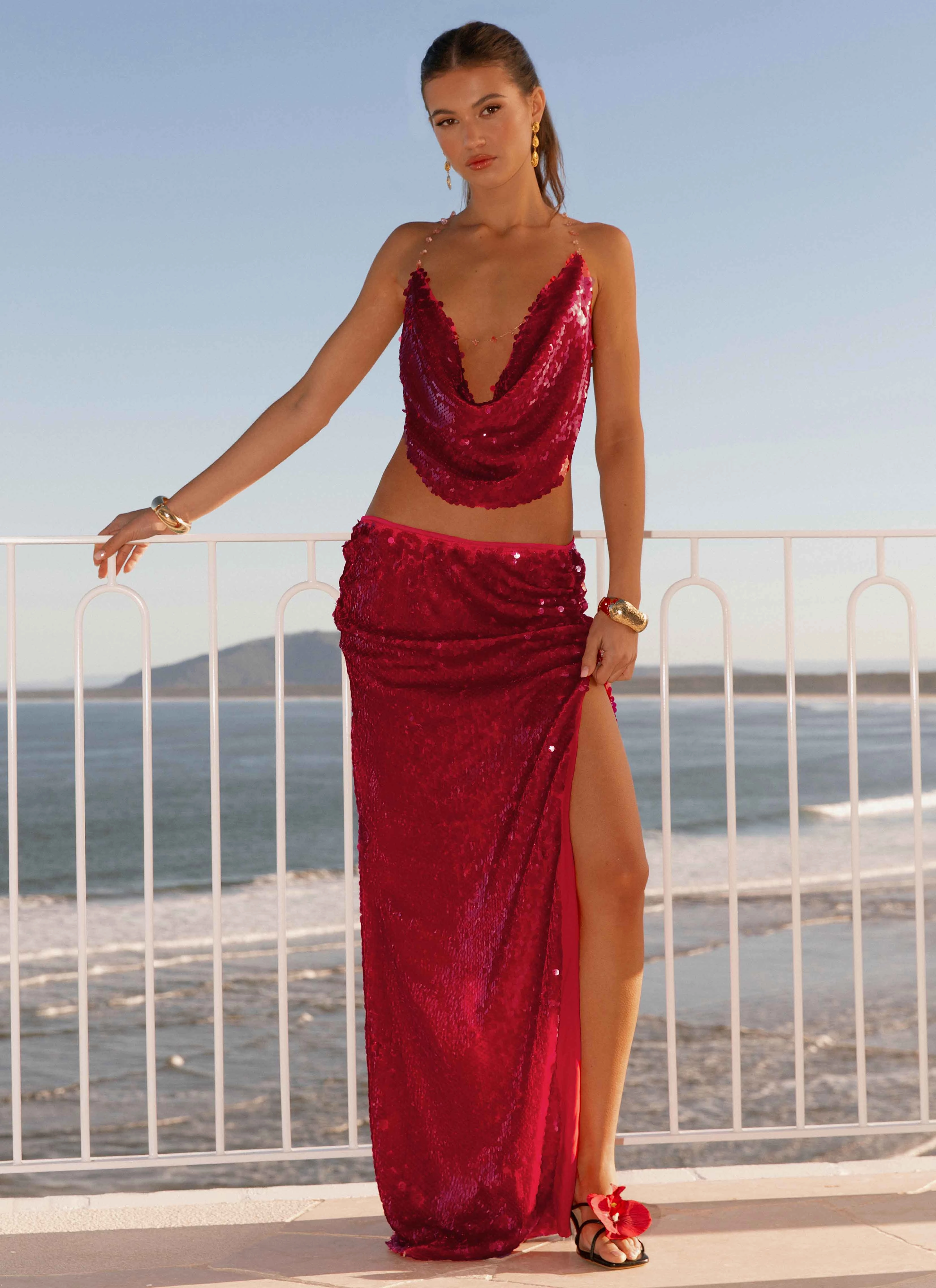 Neat Style Mood Outfit Amosa Maxi Skirt - Fuchsia