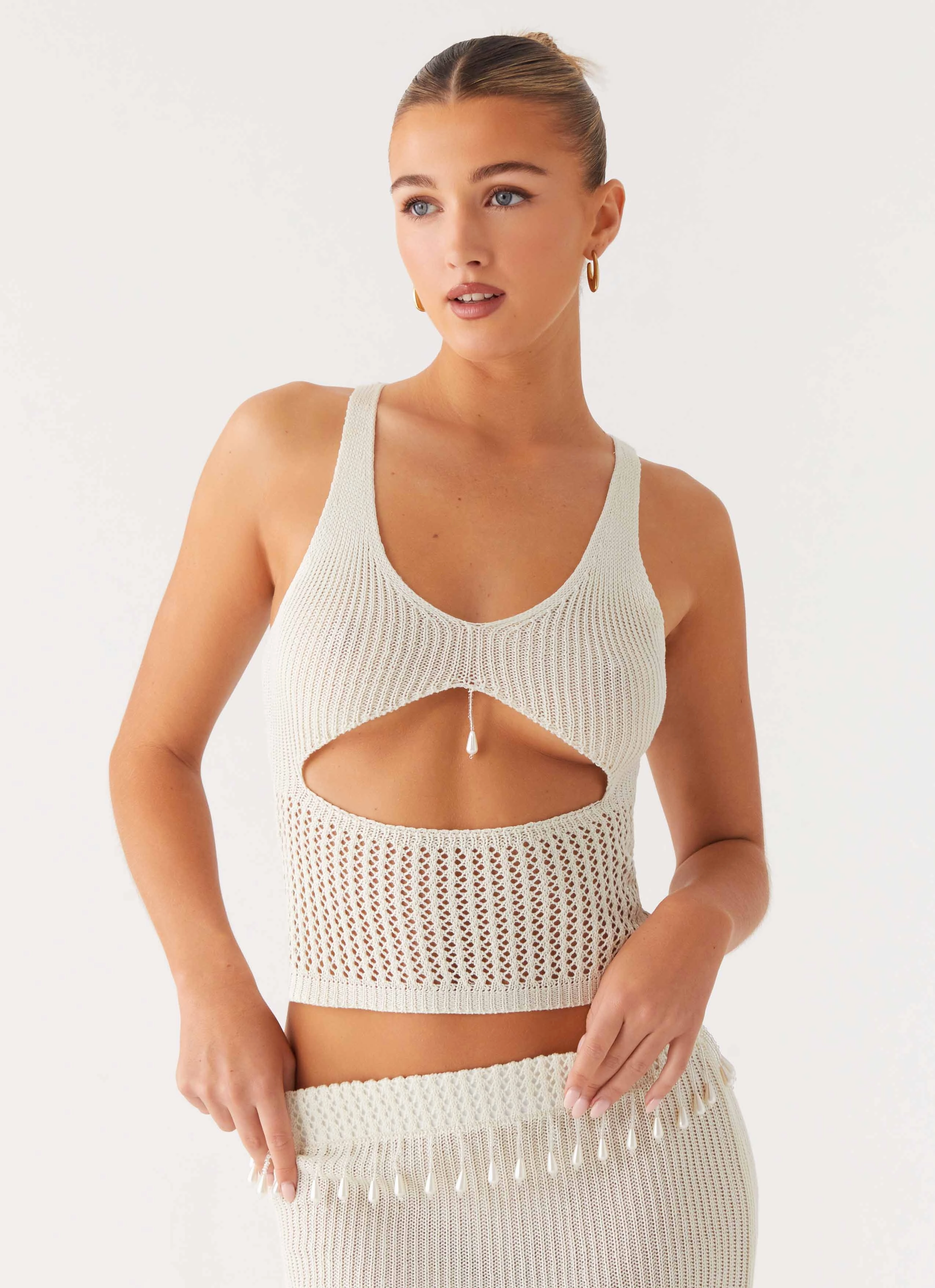 Basilia Knit Top - Off White Sophisticated Mood Light Mood