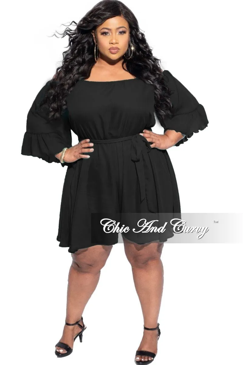 Final Sale Plus Size Chiffon Romper in Black Double Stitched