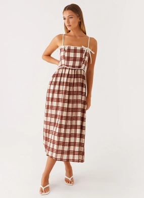 Urban Drape Quiet Mood Shyanne Midi Dress - Chocolate Check