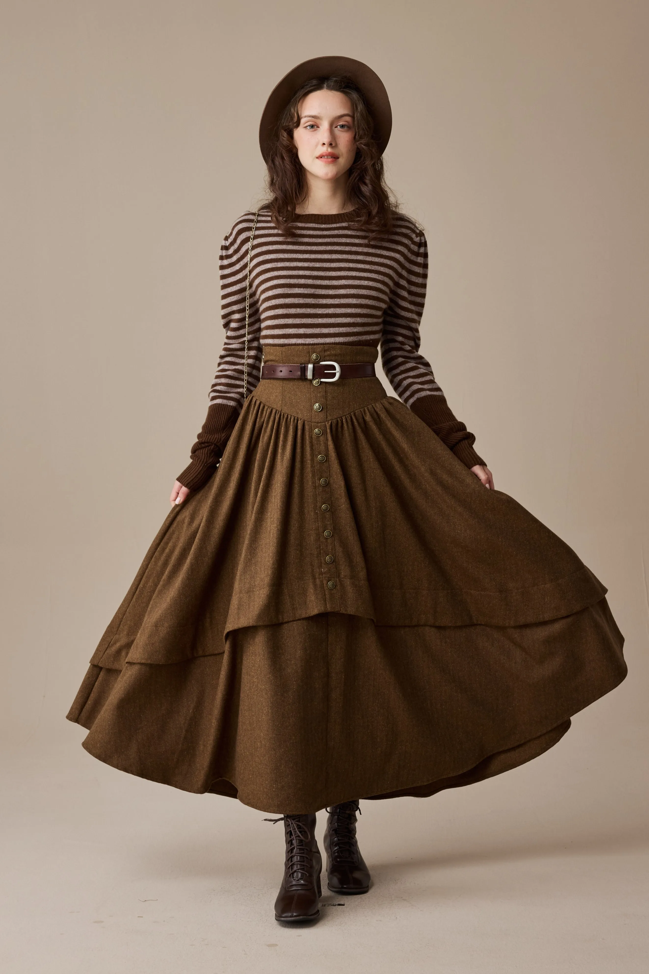 Christina 19 |Retro Layered Wool Skirt FlexibleKnit LowImpact Manufacturing