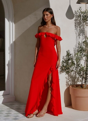 Vintage Style Braxton Maxi Dress - Red