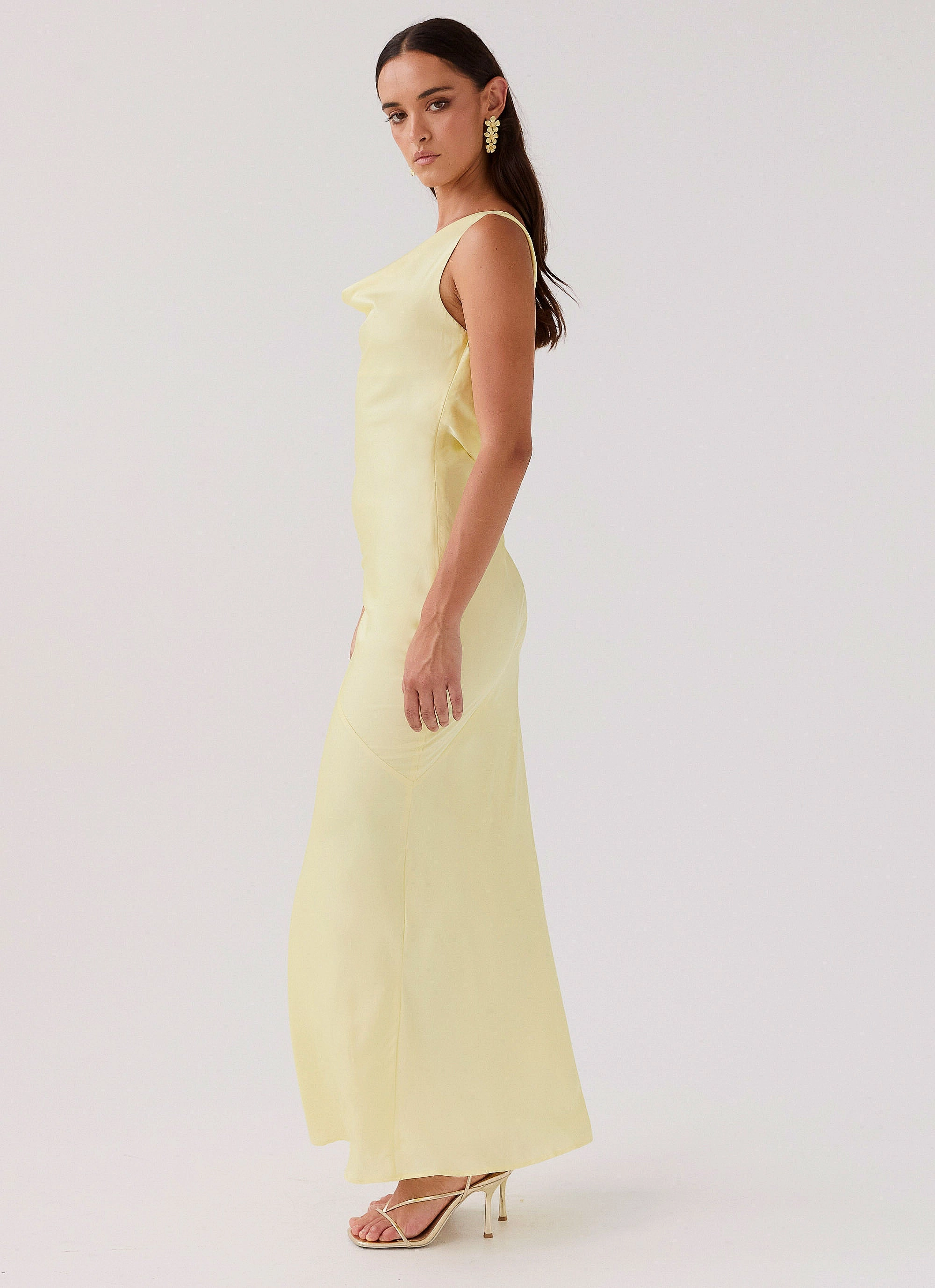 Be Mine Satin Maxi Dress - Canary Timeless Layer Dew Glow