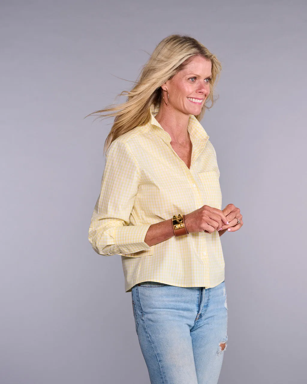 Winter Fashion MultiFunctionalPockets Claridge & King The Crop - Sunshine Yellow Check