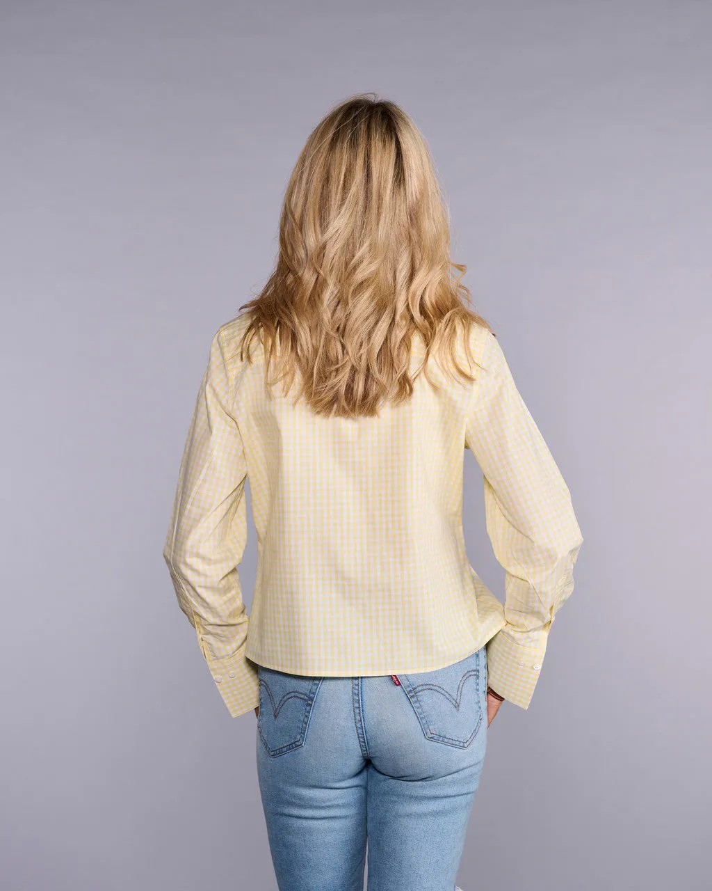 Claridge & King The Crop - Sunshine Yellow Check MoistureWicking Technology