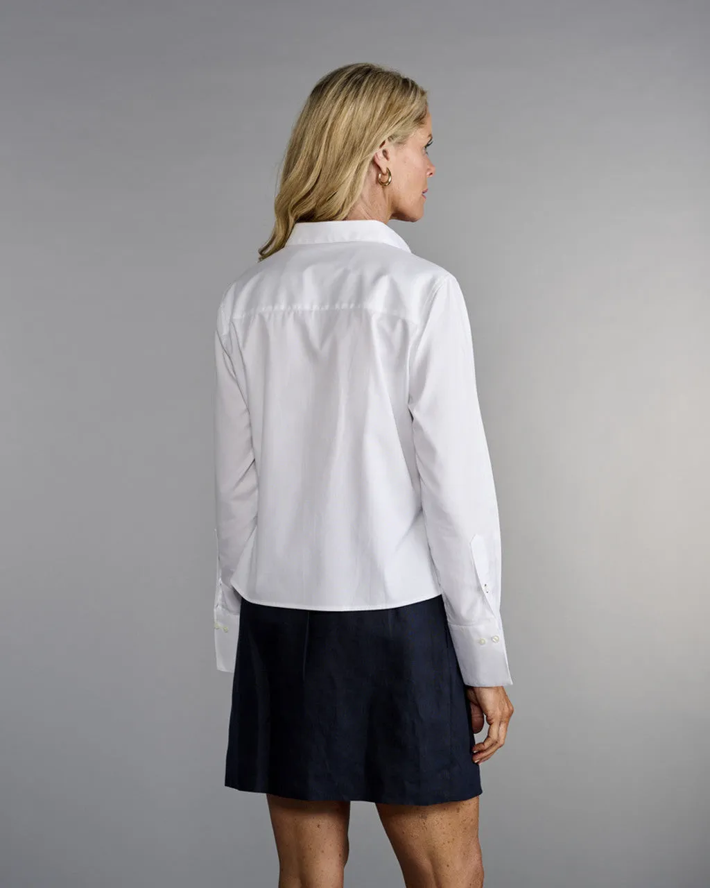 Claridge and King Cropped White Shirt anti static coating