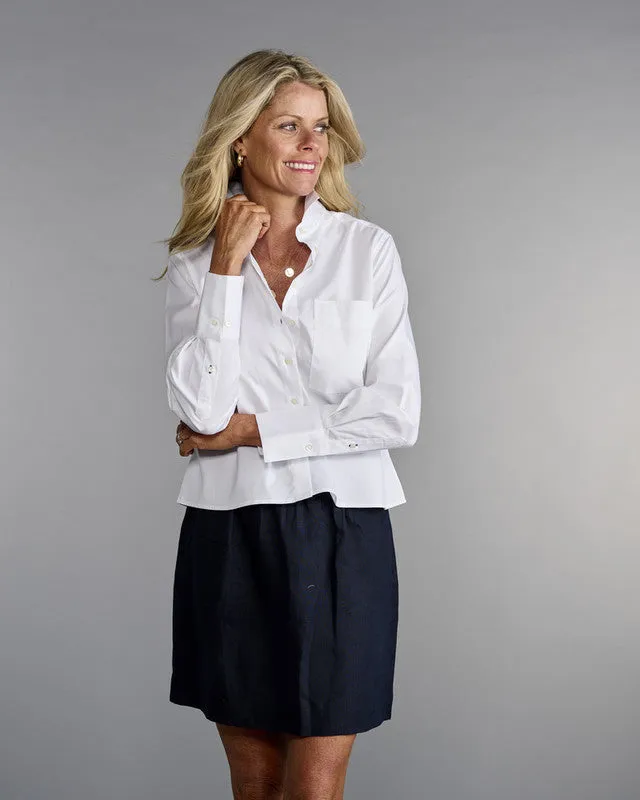 All-Purpose Wear Minimalist Silhouette Claridge and King Cropped White Shirt