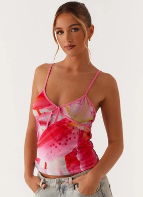 LowProfileDesign Claudie Mesh Top - White Pink Lilly