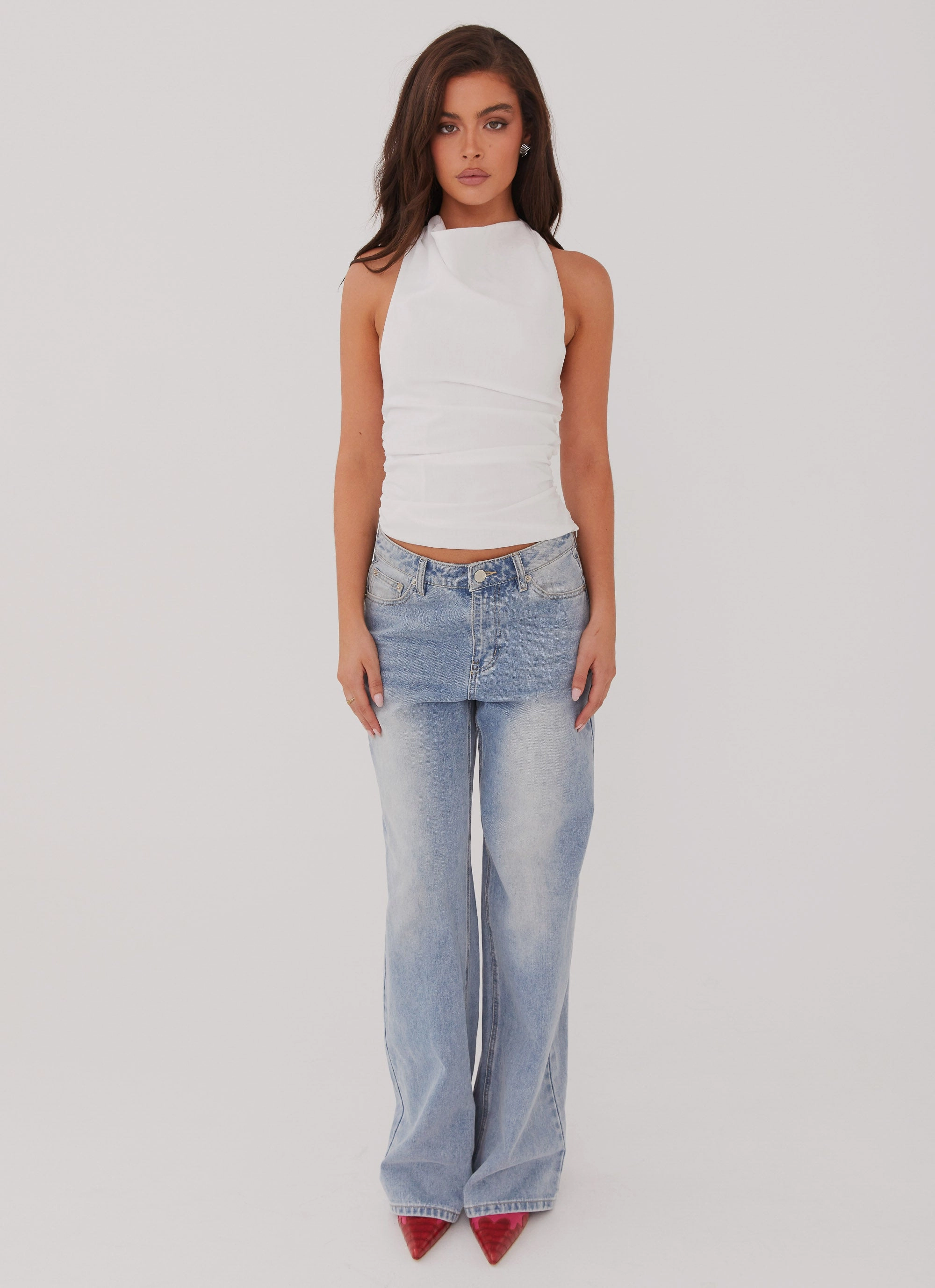 Stretchable Blend Quick Release Fasteners Cloud Whisper Linen Top - White