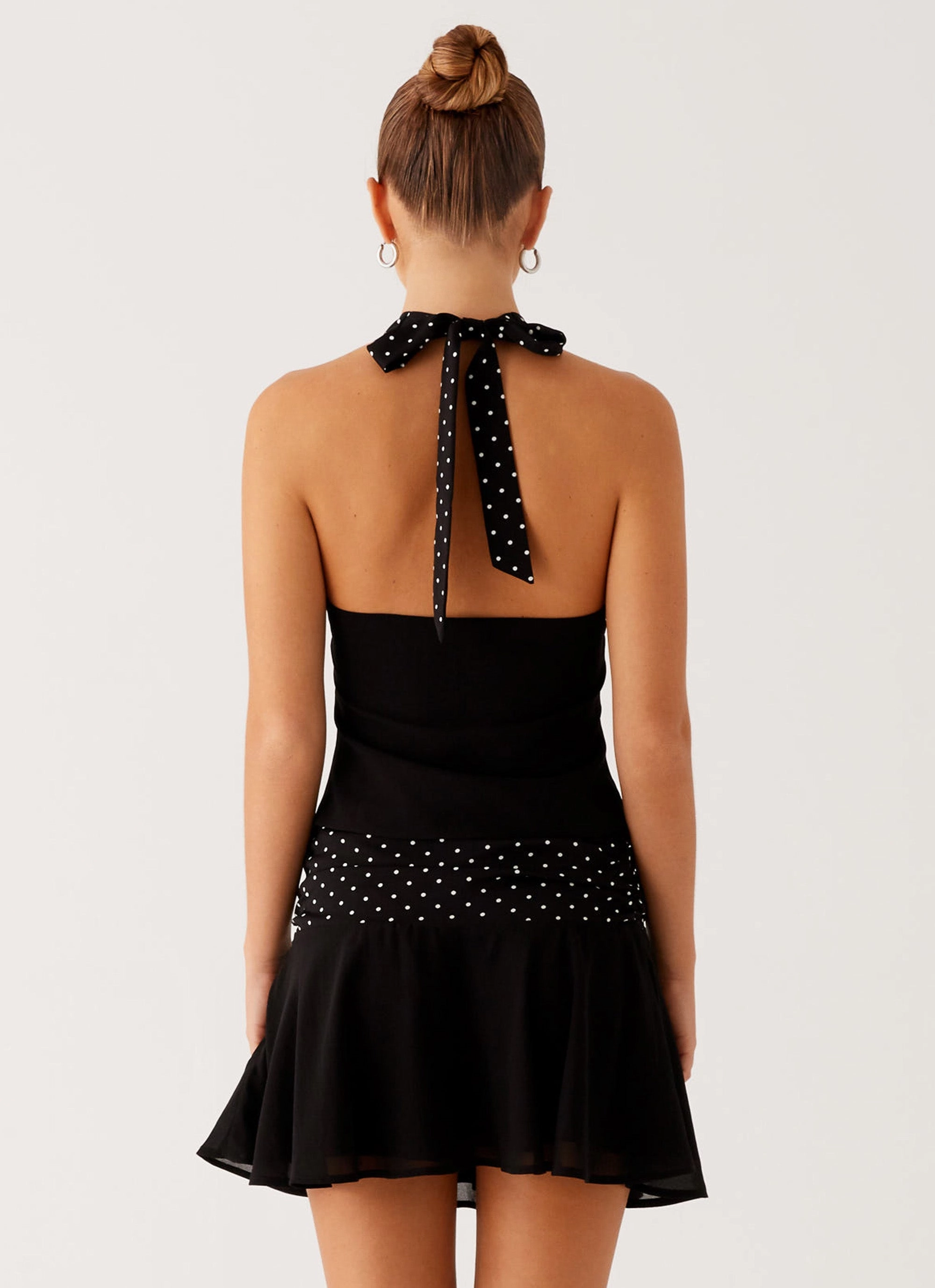 Water Repellent Finish Washable fabric Colby Mini Skirt - Black Polka Dot