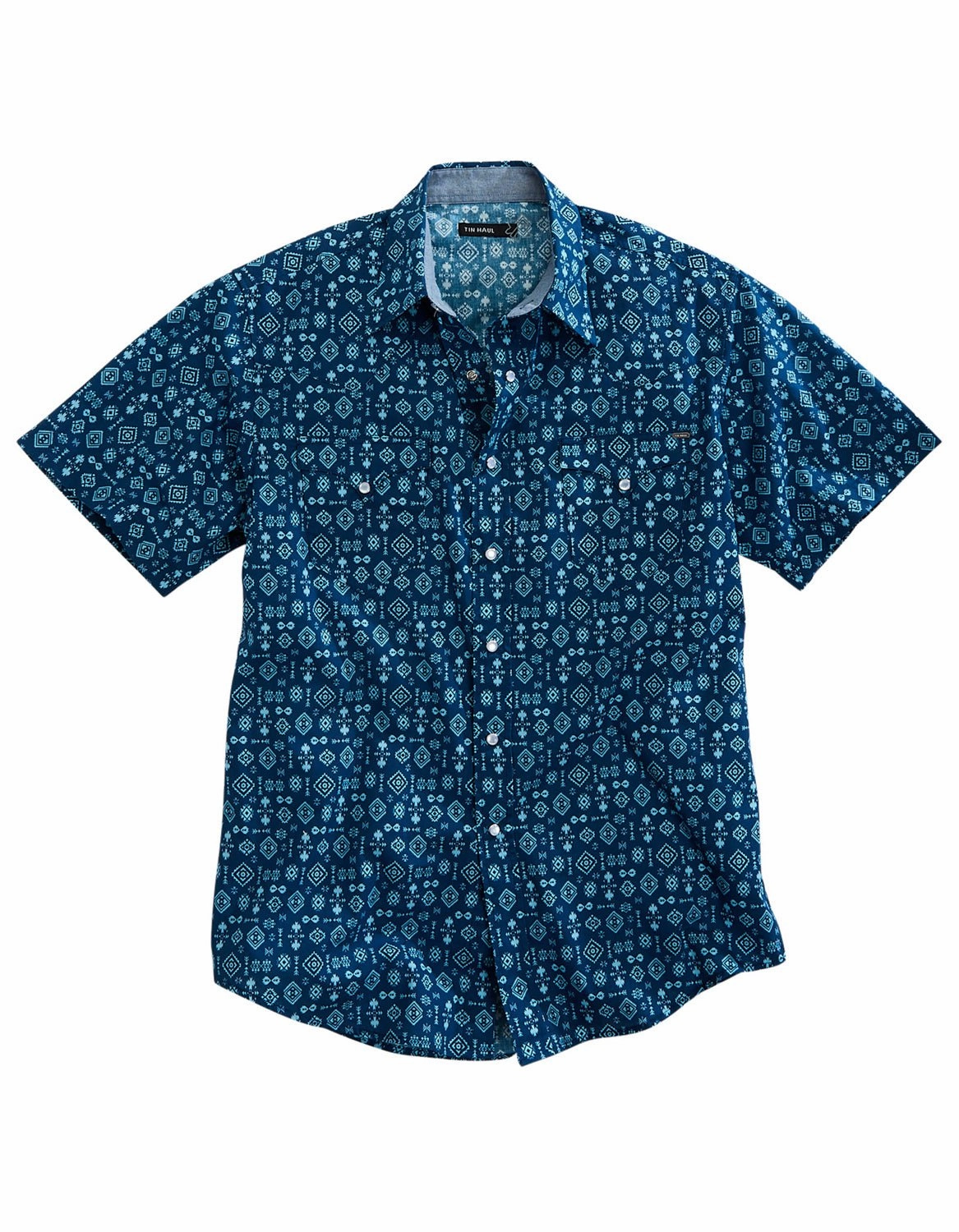Tin Haul Mens 1954 Indigo Aztec Blue 100% Cotton S/S Shirt Durable Buttons Sleepwear