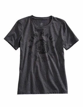 Bold Prints Cocktail Party Tin Haul Womens Tiger Head Grey Cotton Blend S/S T-Shirt