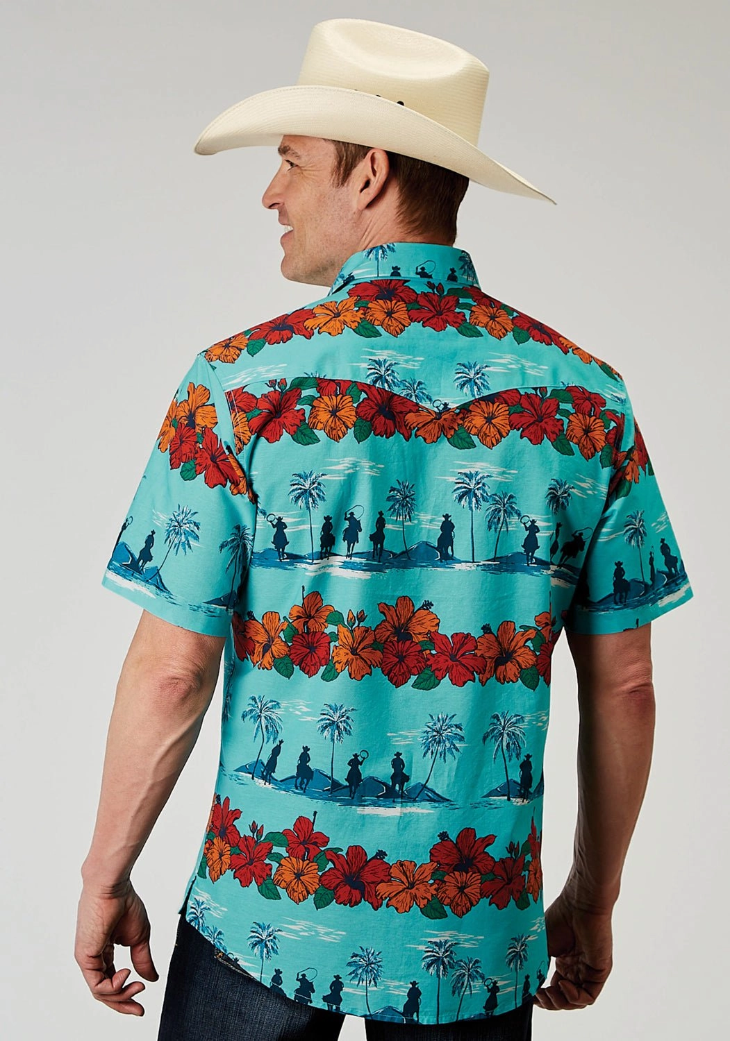 Snag Free Surface Roper Mens 1900 Hawaiian Blue 100% Cotton 1 Pkt S/S Shirt