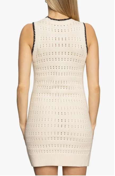 Sanctuary Free Spirit Mini Dress - Light Oak/Black Lounge Vibe Lace Accent