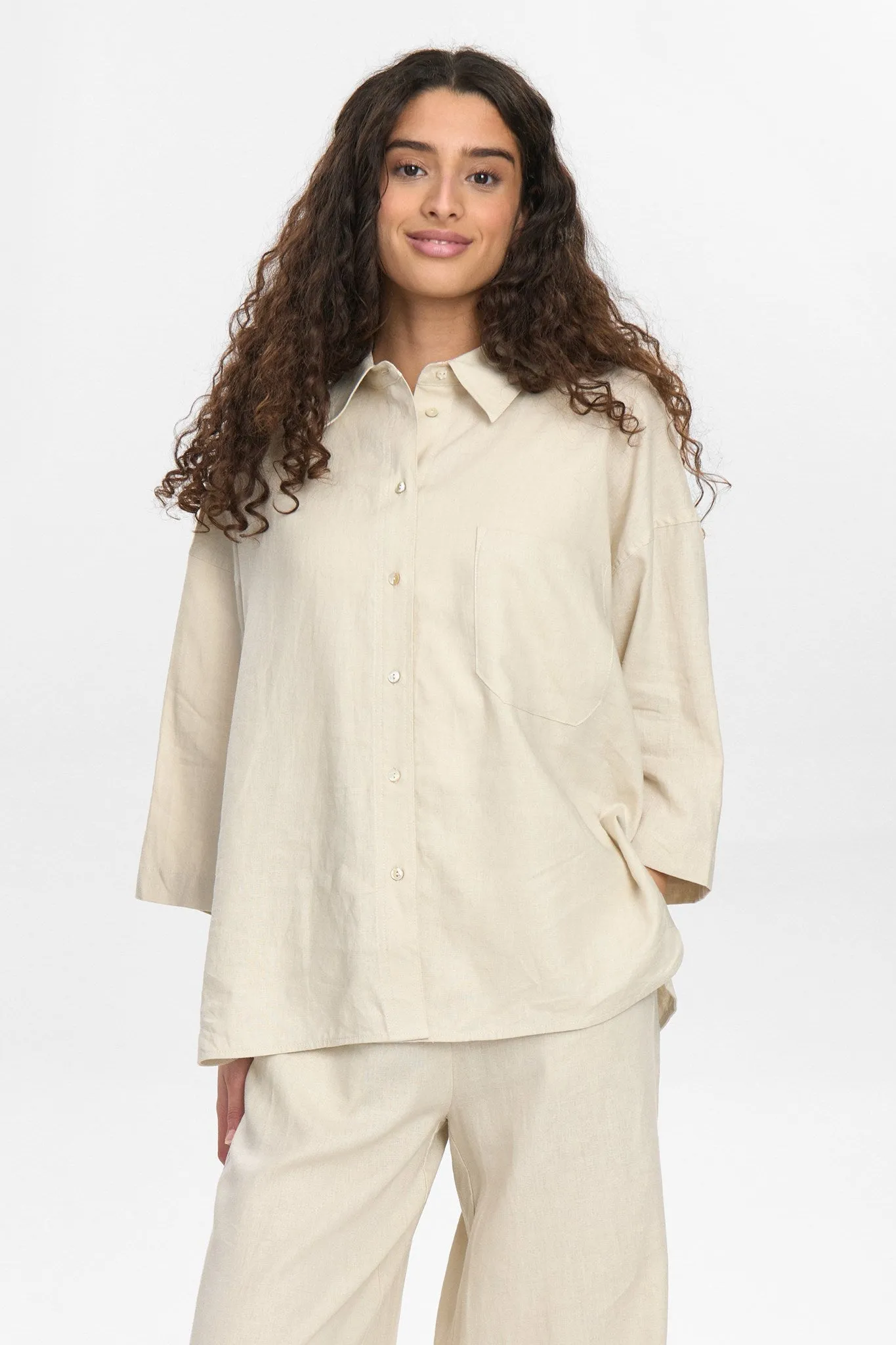 Multi Way Adjustable Fit Oversized Silhouette NUYNGVA SHIRT - Gray Morn