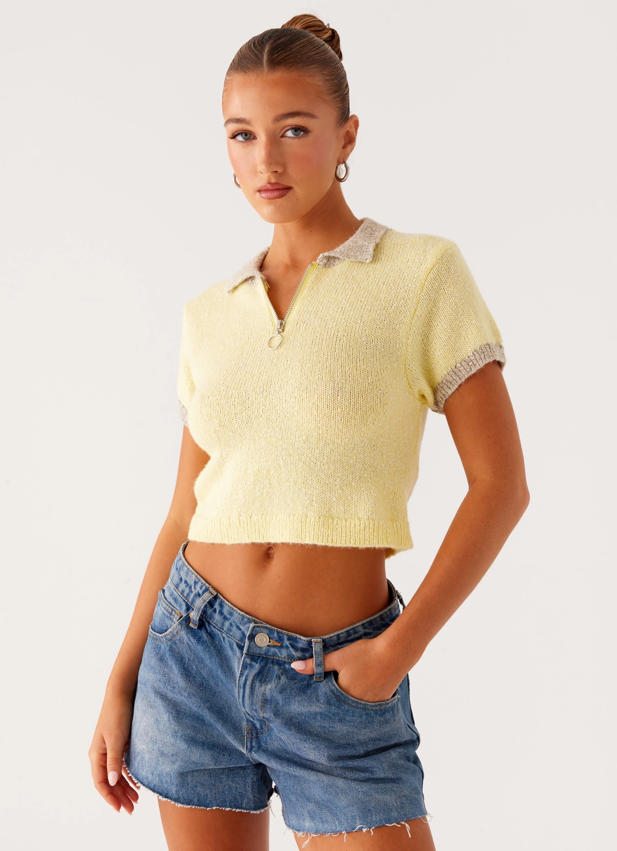 Walsh Knit Polo Top - Yellow Temperature Regulating Fibers UVProtection