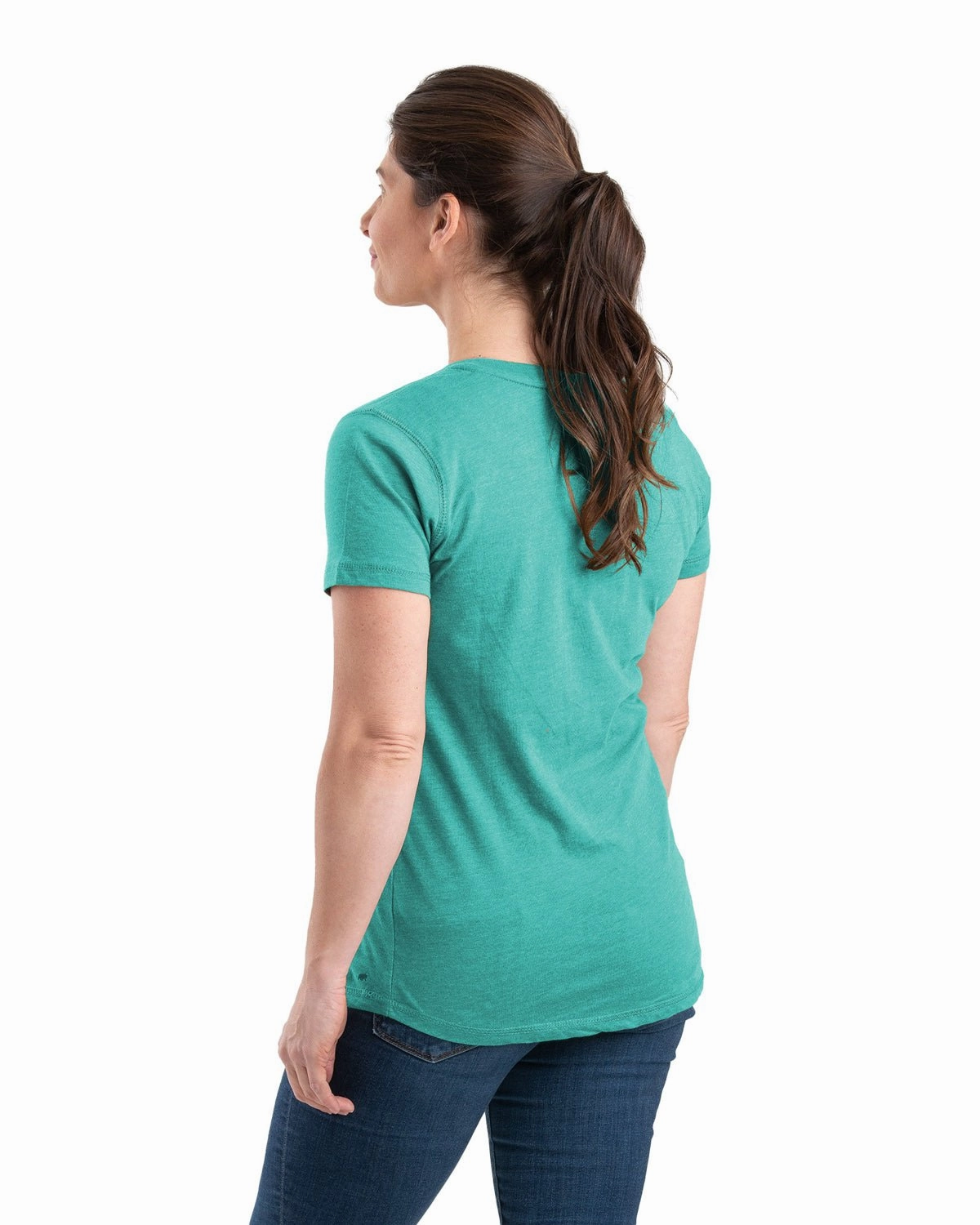 Berne Aqua Cotton Blend Ladies Lightweight Performance V-Neck S/S Fitted Design