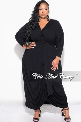Final Sale Plus Size Oversized Kimono Dress with Tie in Black Sport Flex