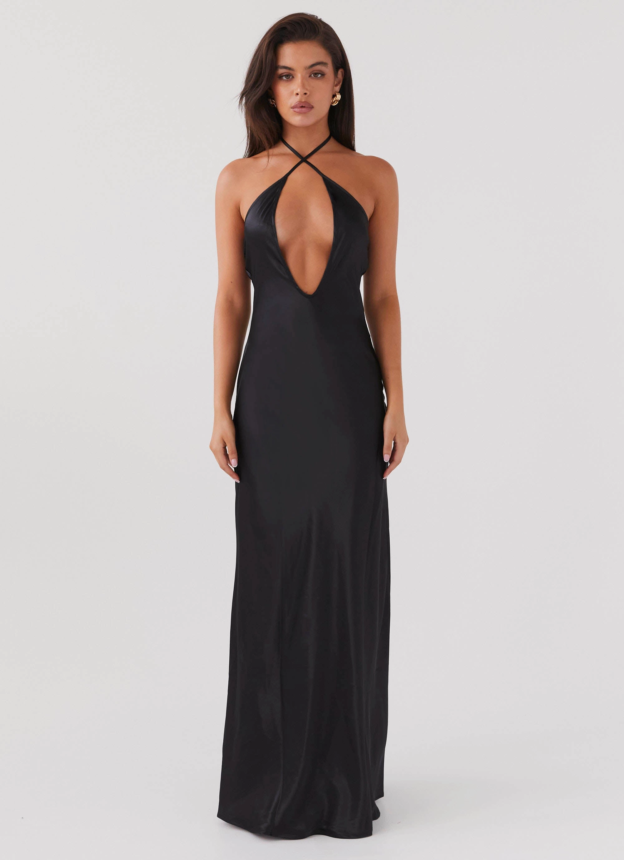 Recycled-Material Fluid Fabric Noir Symphony Maxi Dress - Black