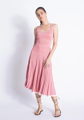 Sharp Edge Satin-Sleeve Primerose Knit Set