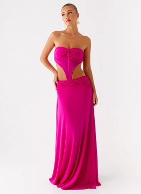 Elegant holiday wear Versatile Comfort Carlene Maxi Dress - Fuchsia