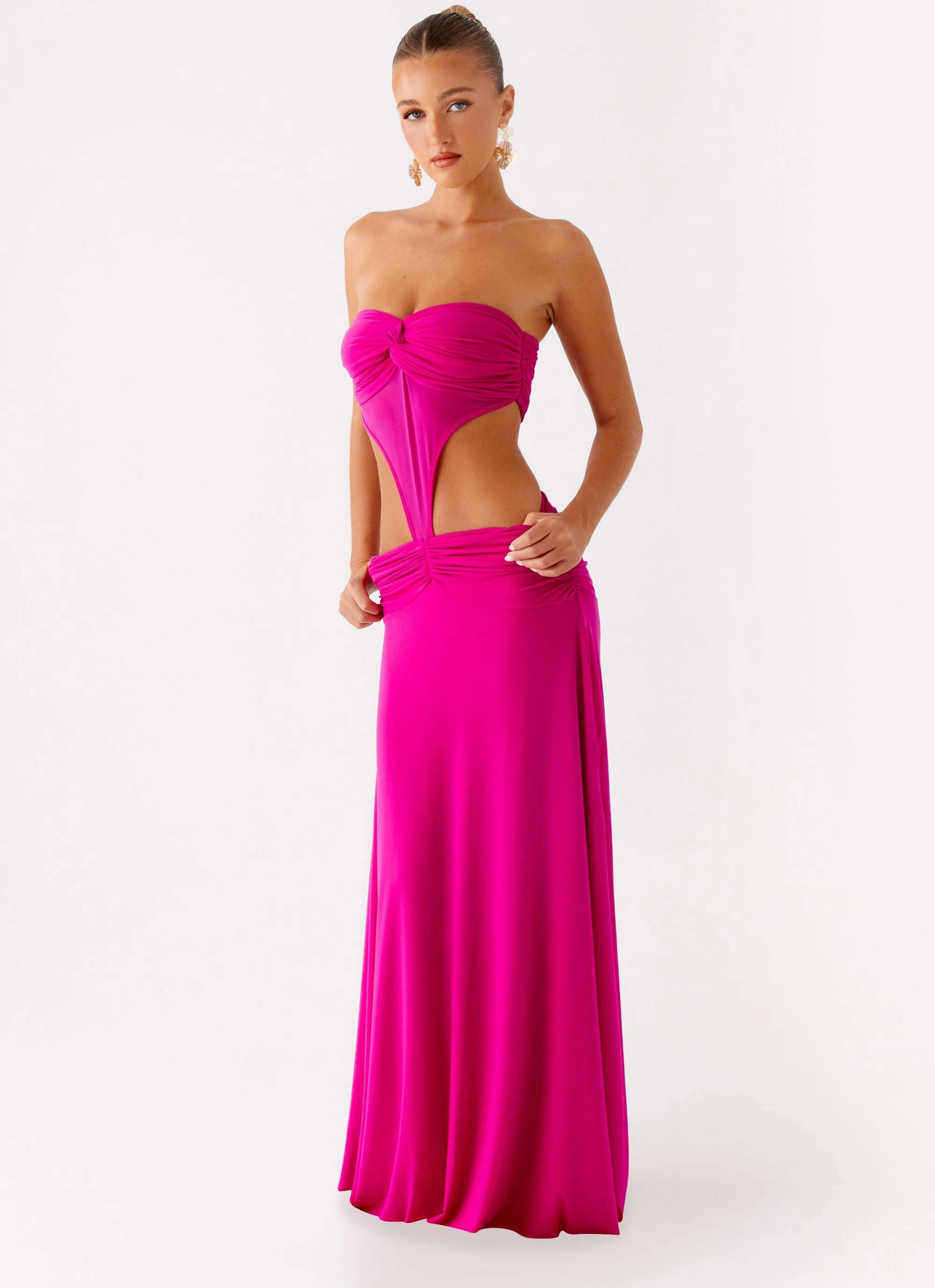 Carlene Maxi Dress - Fuchsia Vintage Vibe Long Sleeve