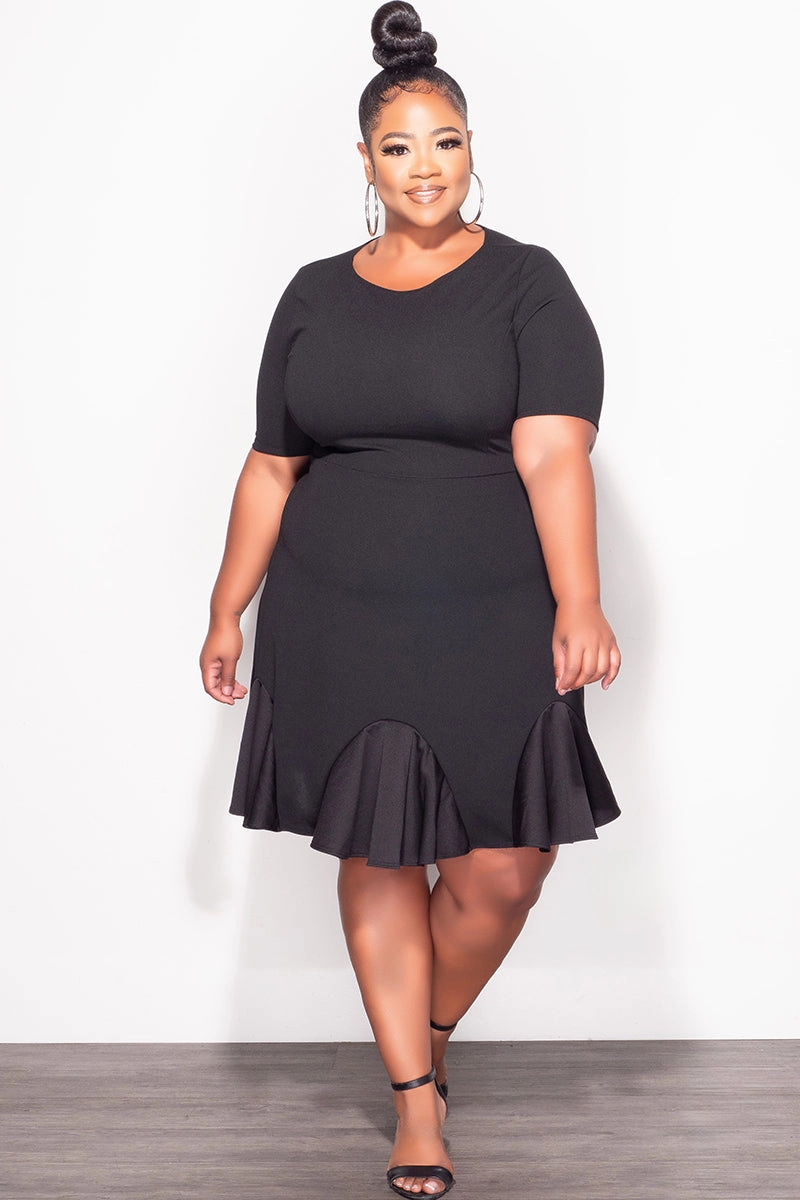 Stay Flexible Reflective Trim Final Sale Plus Size Ruffle Dress in Black