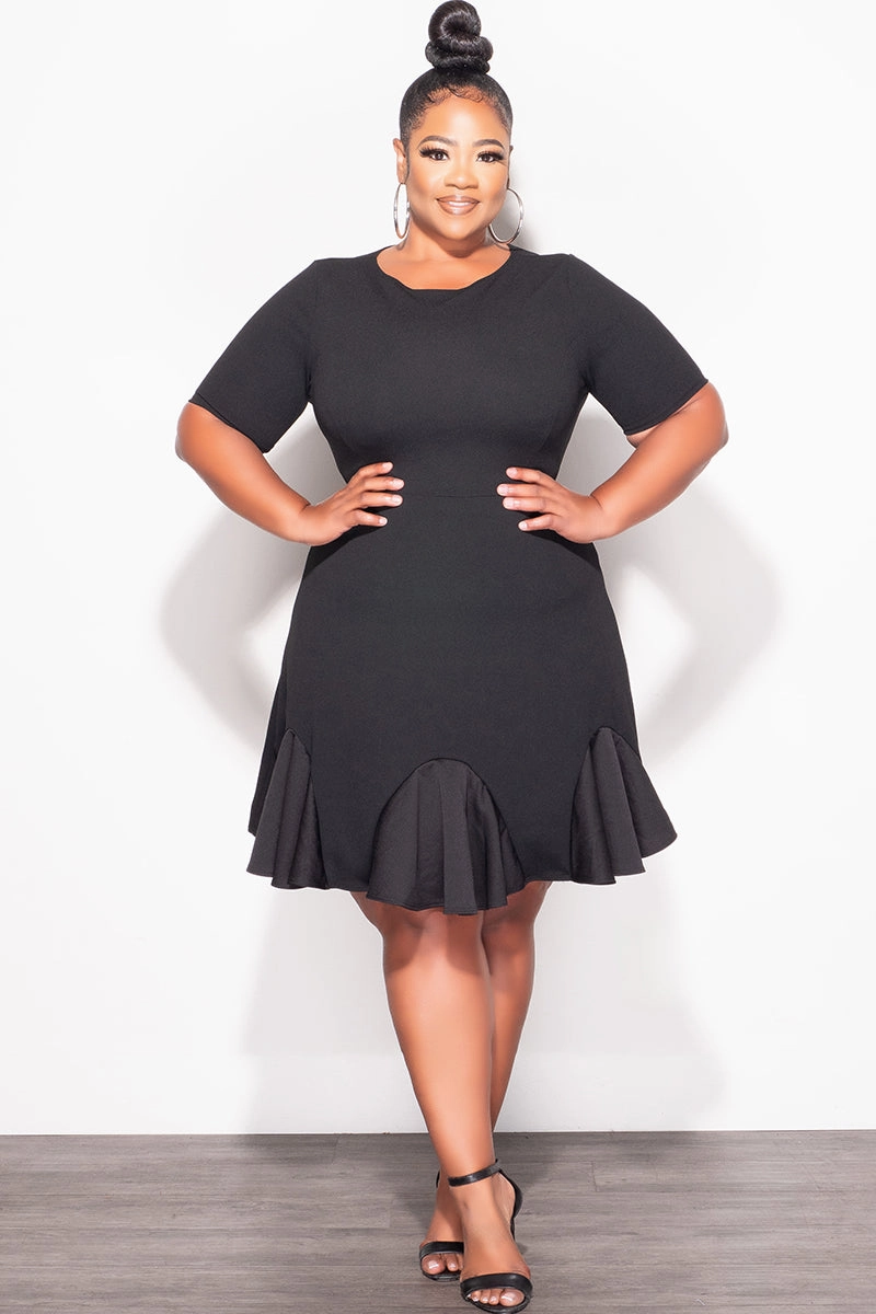 Final Sale Plus Size Ruffle Dress in Black TemperatureRegulation