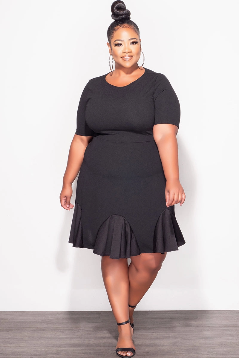 Move Easy Final Sale Plus Size Ruffle Dress in Black
