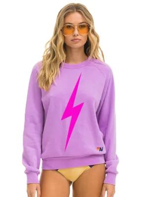 Aviator Nation Bolt Crew Sweatshirt Purple Tear Resistant Reinforcement Reflective Accent Stripes
