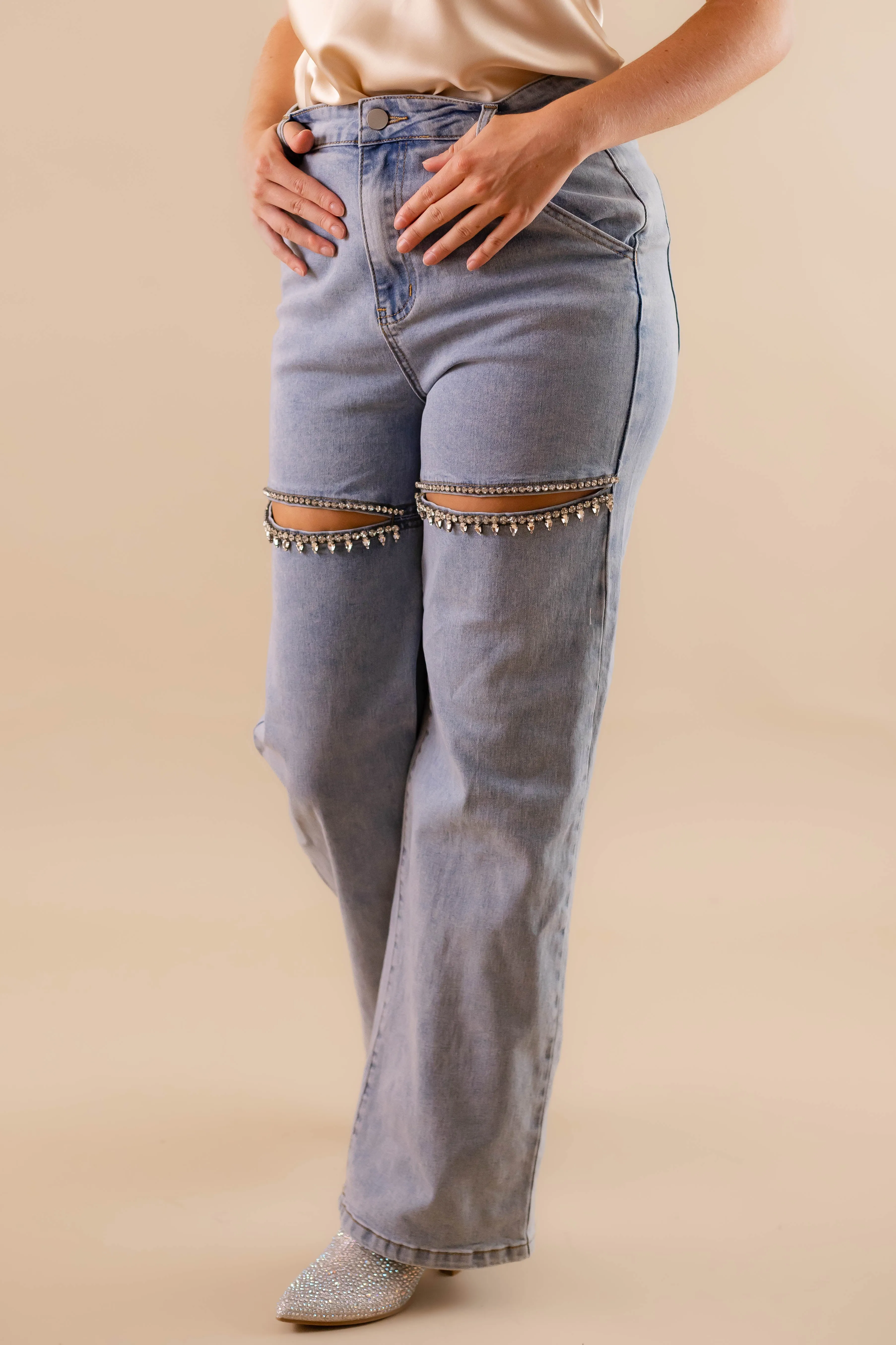 Quick Wear Fit RESTOCK: Big Personality Rhinestone Denim