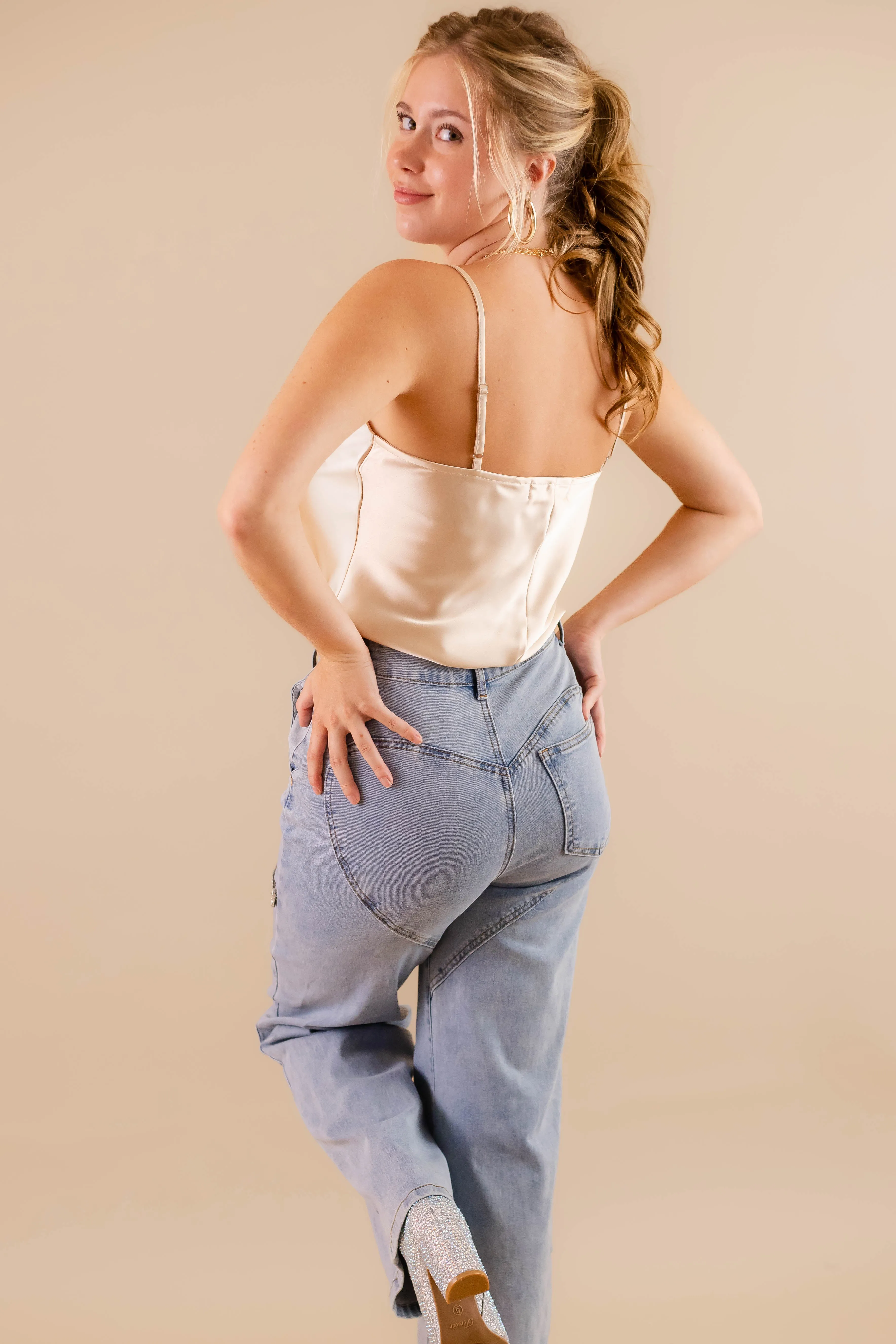 Rubberized grip Flexible Wear RESTOCK: Big Personality Rhinestone Denim