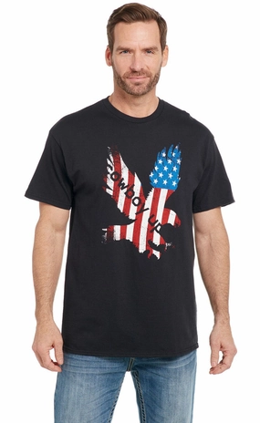 Trendy Design Versatile Trend Cowboy Up Mens Patriotic Eagle Black 100% Cotton S/S T-Shirt