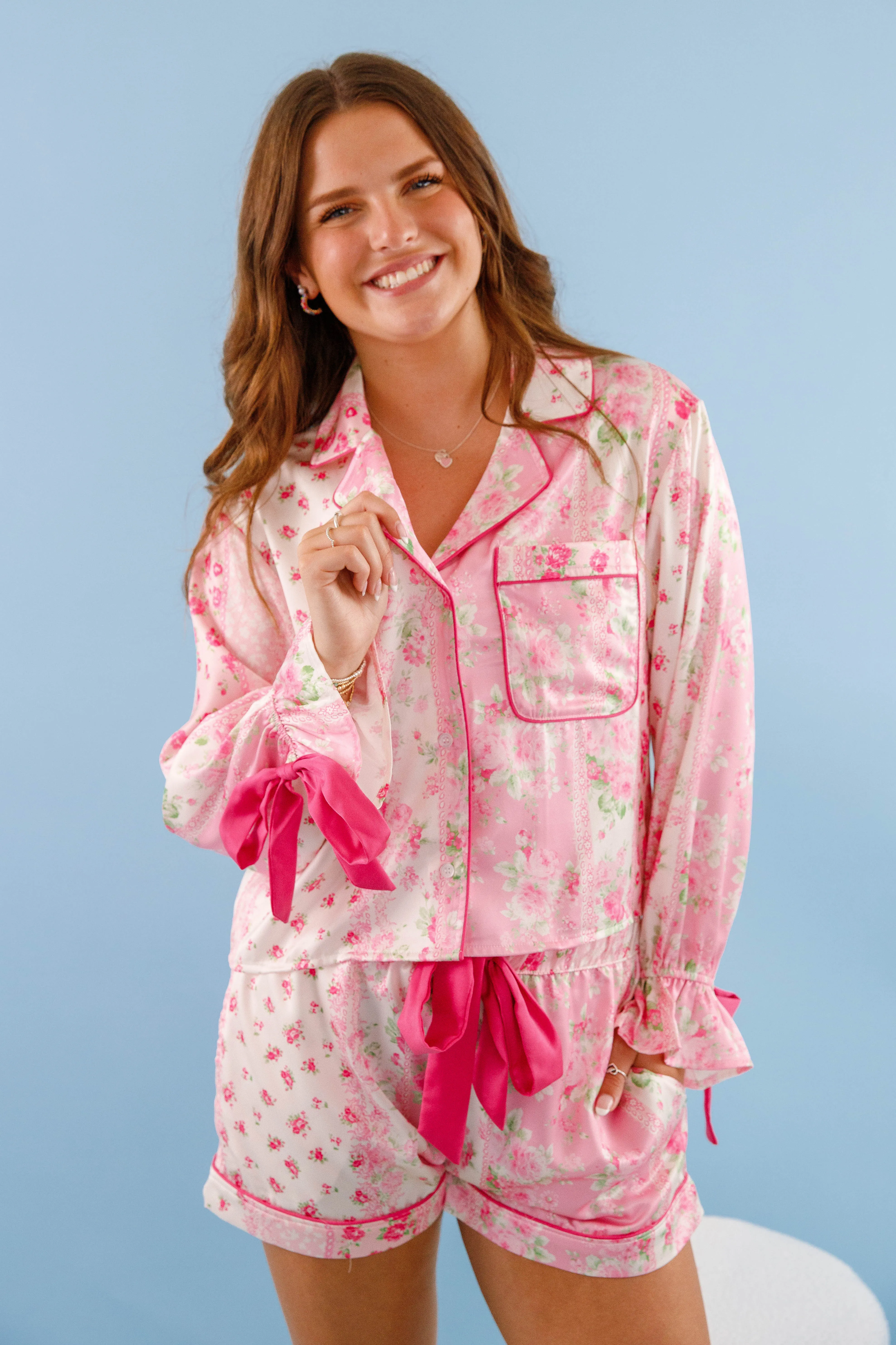 WrinkleResistant Fabric AllDay Comfort Tech Rose Garden Dreaming Pajama Top
