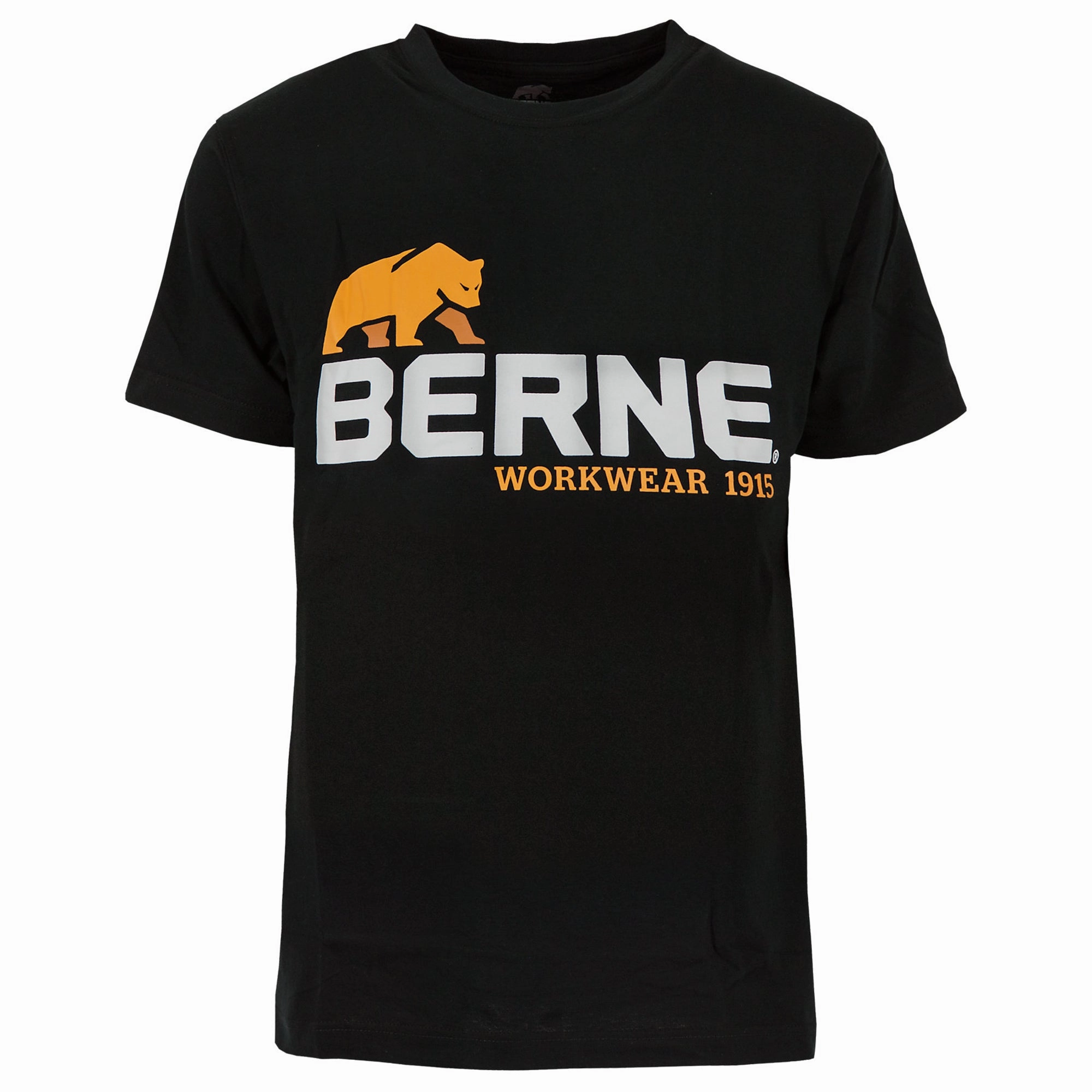Berne Mens Black 100% Cotton Logo Tee S/S Comfort-First Eco-Friendly Fabric
