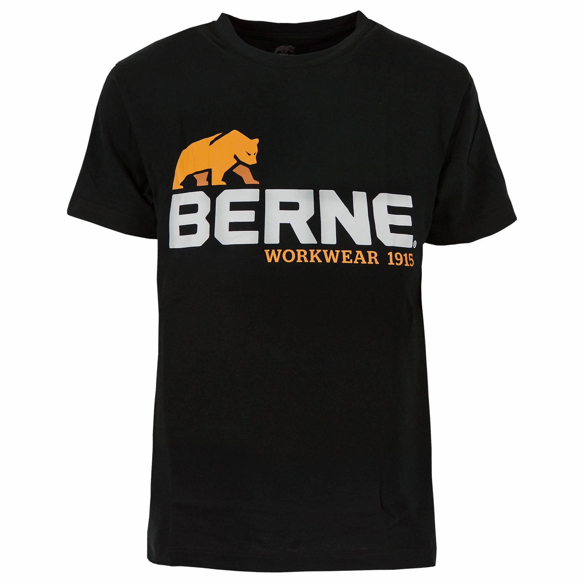 Animal Print High-Quality Craftsmanship Berne Mens Black 100% Cotton Logo Tee S/S
