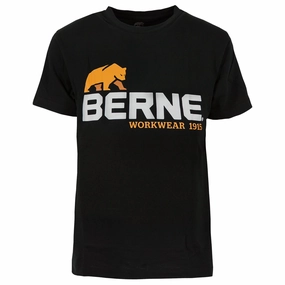 Animal Print High-Quality Craftsmanship Berne Mens Black 100% Cotton Logo Tee S/S