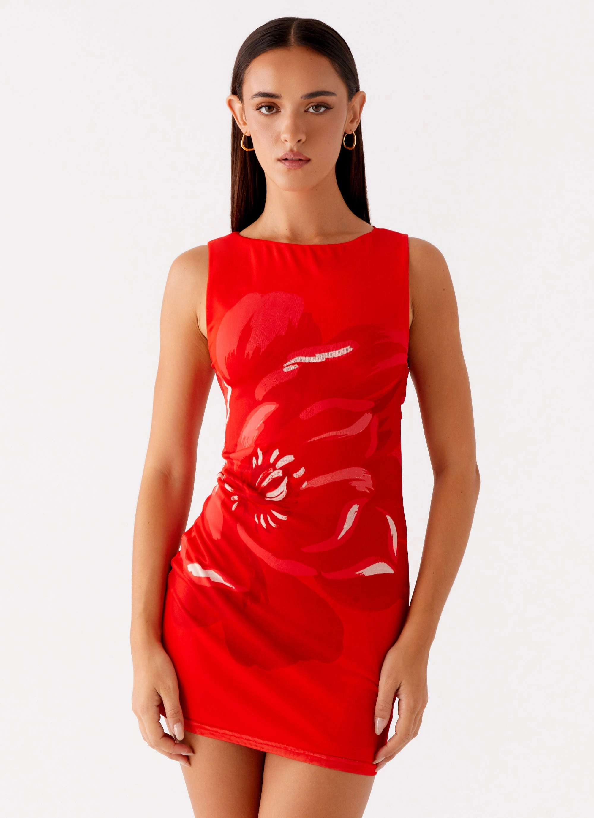 Happy Hour Mini Dress - Red ComfortFitDesign Satin Touch