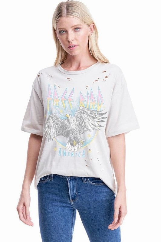 Fun Design Free Bird America Eagle Graphic Tee