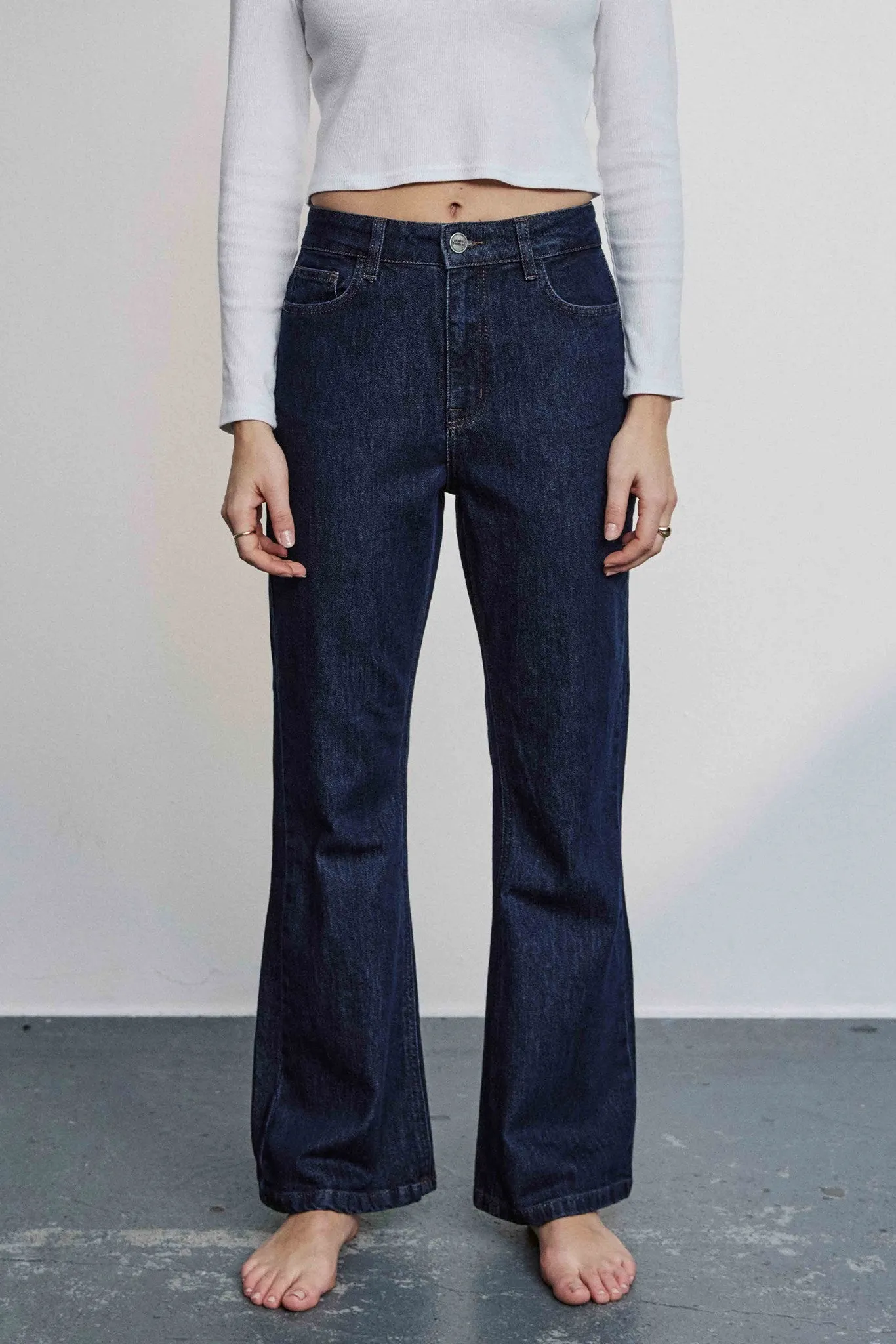 Seamless Waistband Finish NULONDON JEANS SHORT - Dark Blue Denim