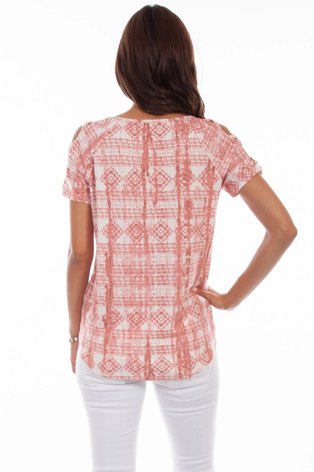 Scully Womens Rose Polyester Lattice S/S Blouse High-End Fabric