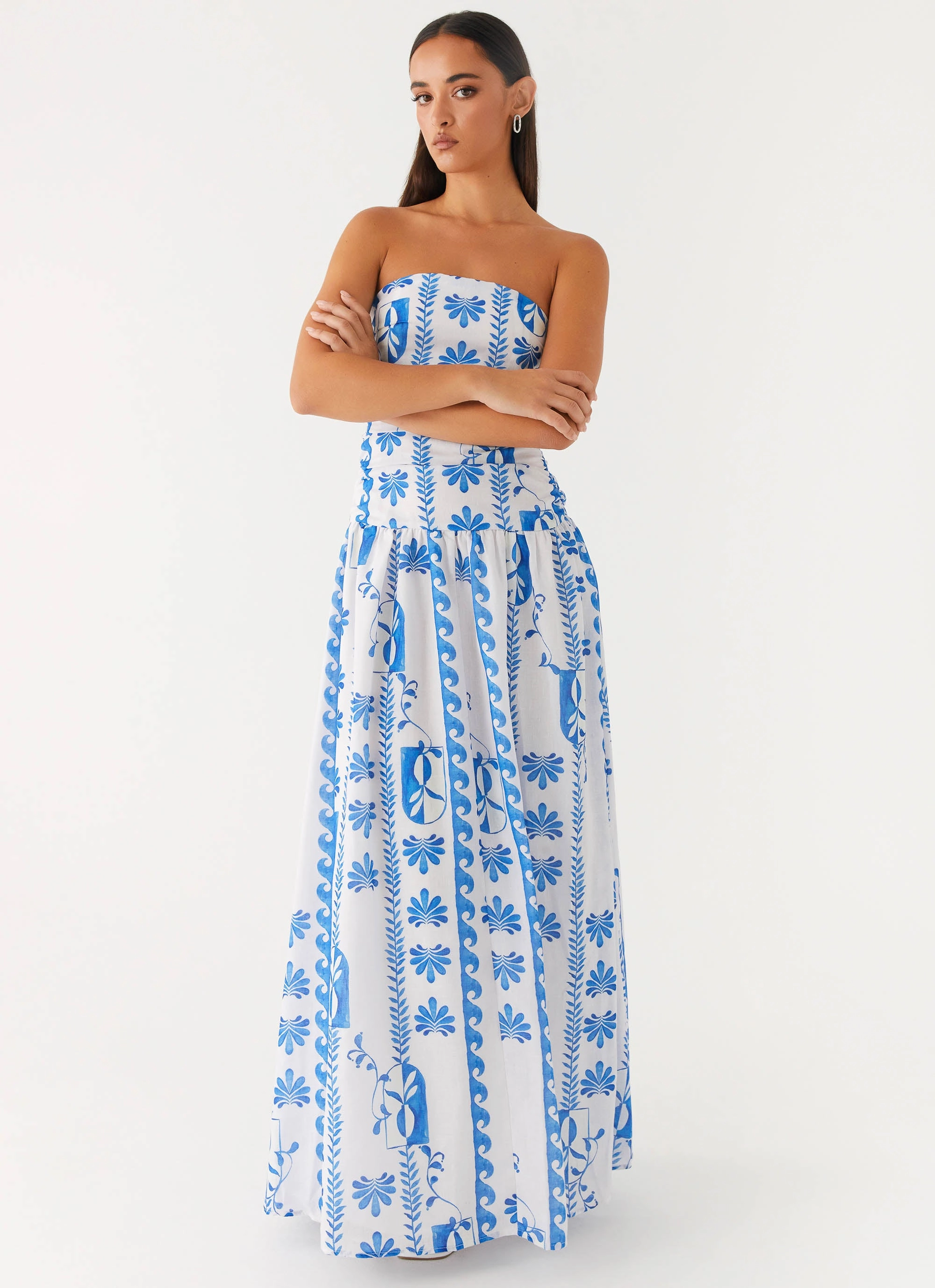 Mesh Soft Timeless Layering Carmel Maxi Dress - Floral Wave