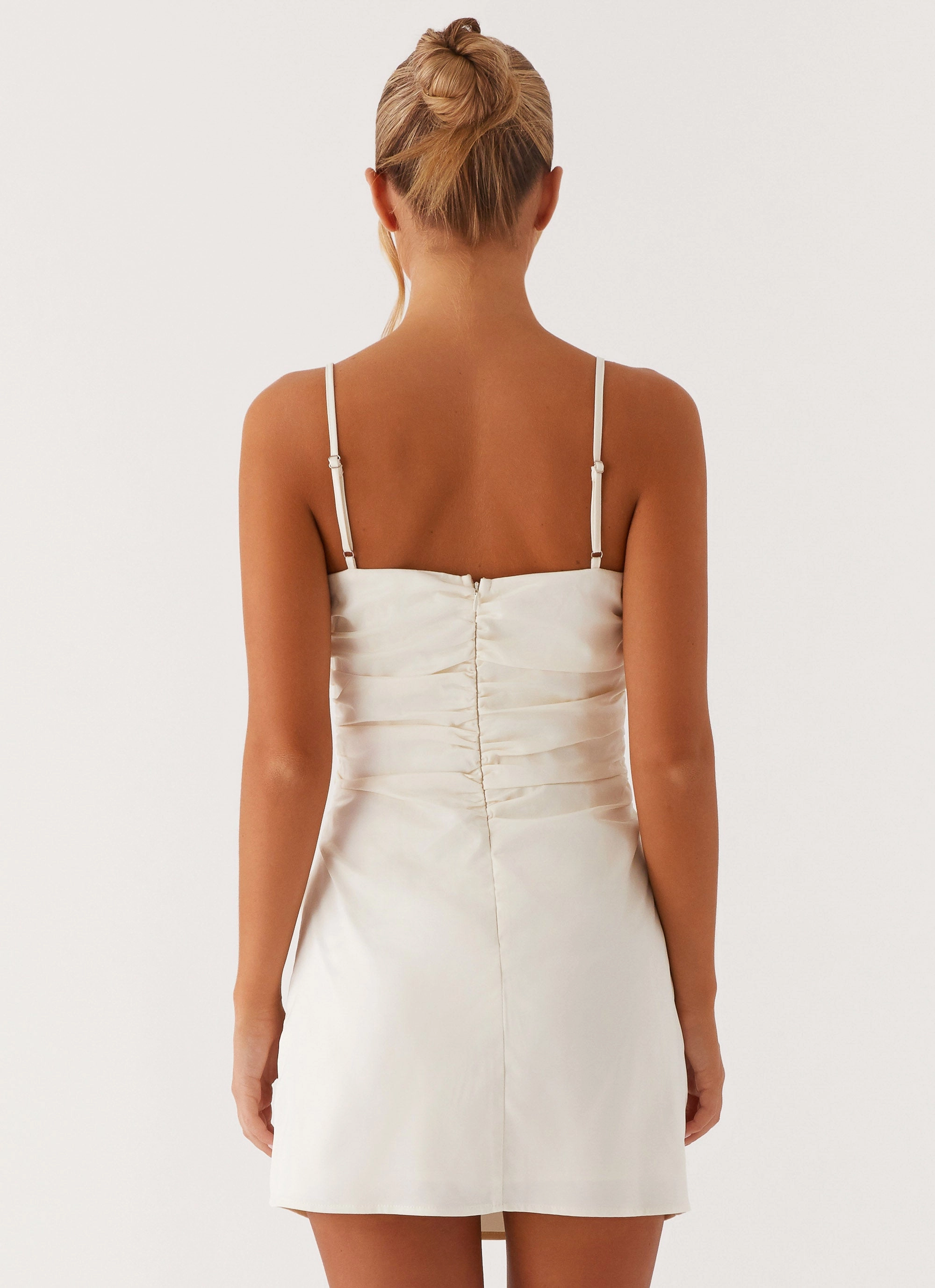 Flared shape Side-Slit Last Summer Mini Dress - Ivory