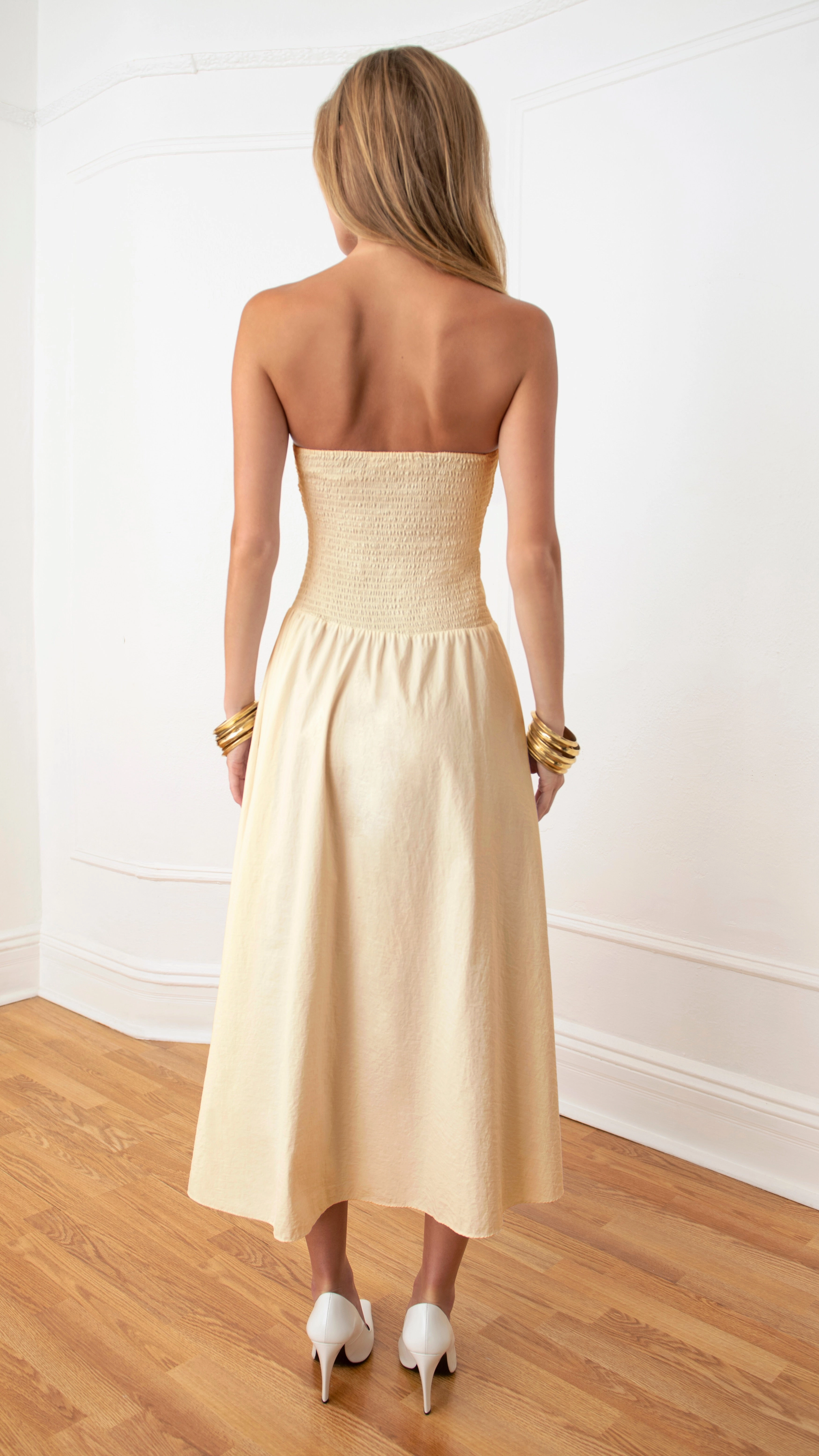 FlexibleCuff GarmentWashedFinish Bardot Midi Dress